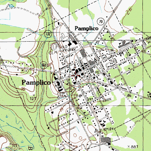 Topographic Map of Town of Pamplico, SC