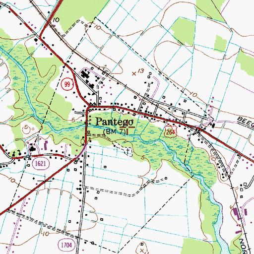 Topographic Map of Town of Pantego, NC