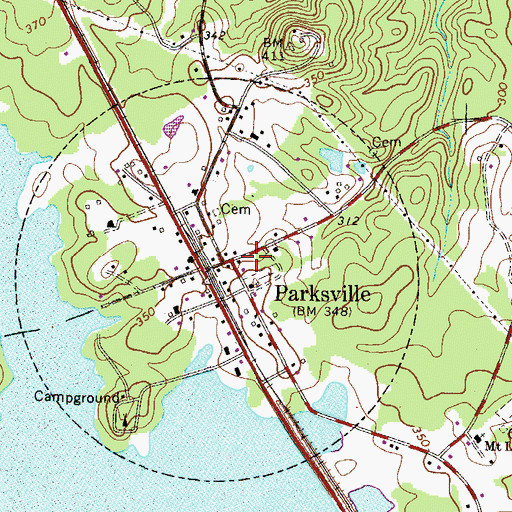 Topographic Map of Town of Parksville, SC