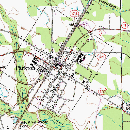 Topographic Map of Town of Parkton, NC