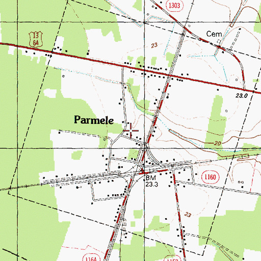 Topographic Map of Town of Parmele, NC