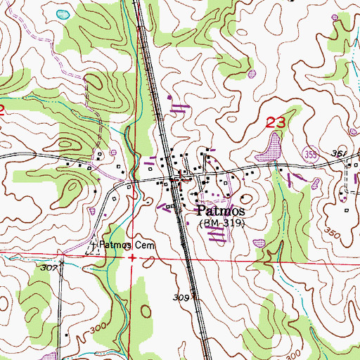 Topographic Map of Town of Patmos, AR