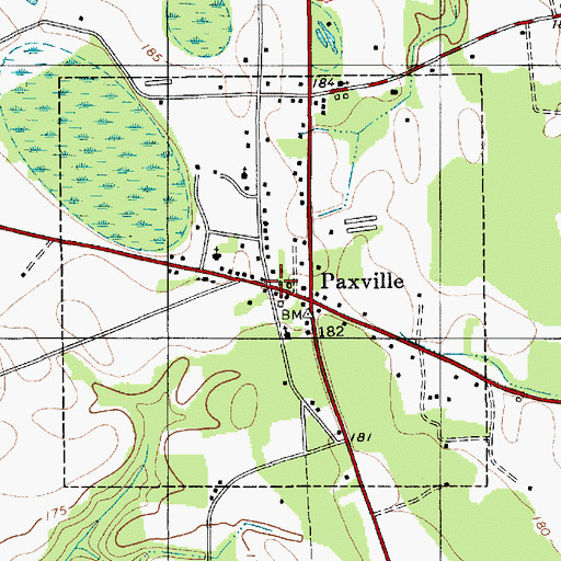 Topographic Map of Town of Paxville, SC