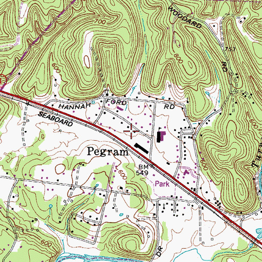 Topographic Map of Town of Pegram, TN