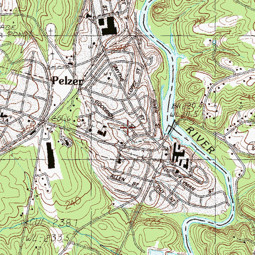 Topographic Map of Town of Pelzer, SC