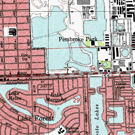 Topographic Map of Town of Pembroke Park, FL
