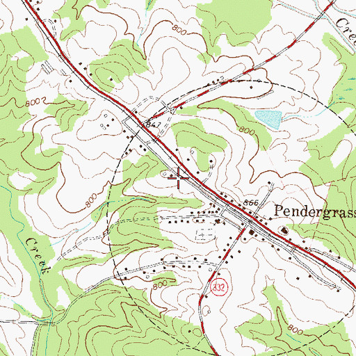 Topographic Map of Town of Pendergrass, GA