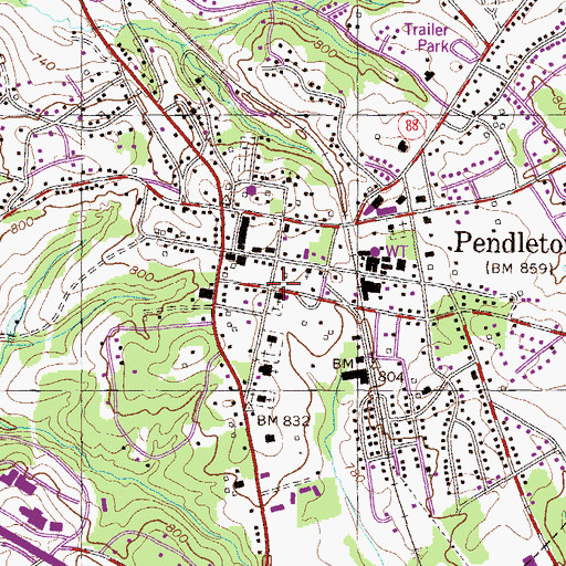 Topographic Map of Town of Pendleton, SC