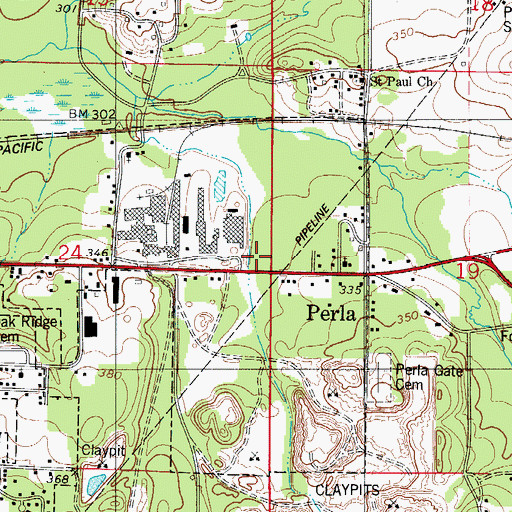 Topographic Map of Town of Perla, AR