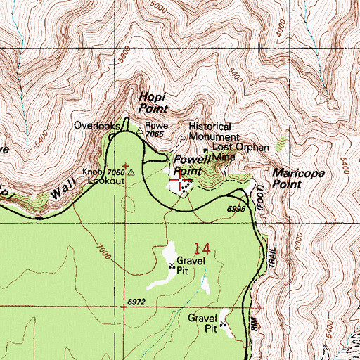 Topographic Map of Lost Orphan Mine, AZ