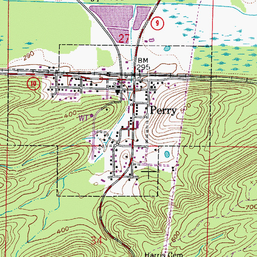 Topographic Map of Town of Perry, AR