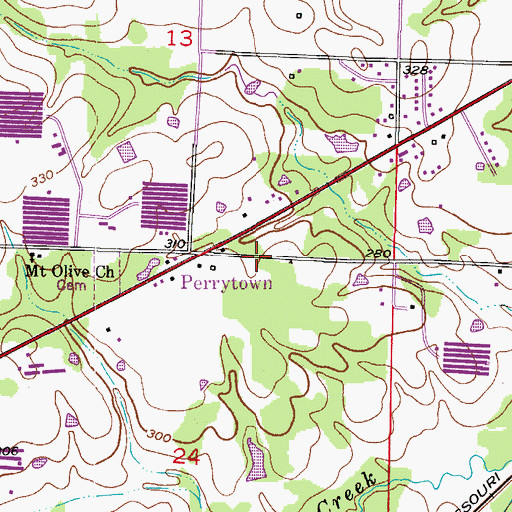 Topographic Map of Town of Perrytown, AR