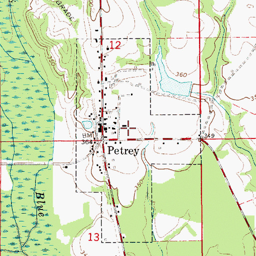 Topographic Map of Town of Petrey, AL