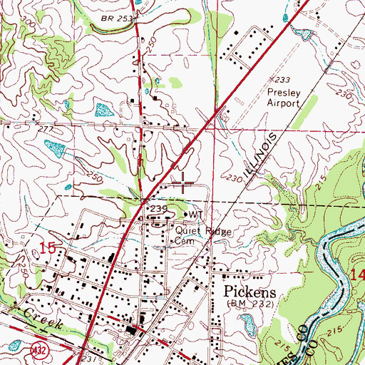 Topographic Map of Town of Pickens, MS