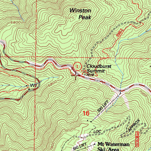 Topographic Map of Cloudburst Summit, CA