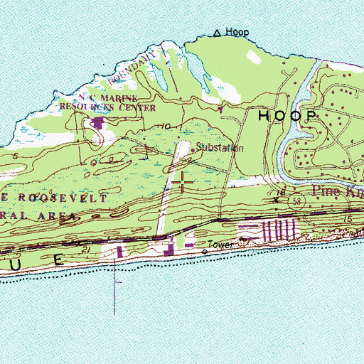 Topographic Map of Town of Pine Knoll Shores, NC
