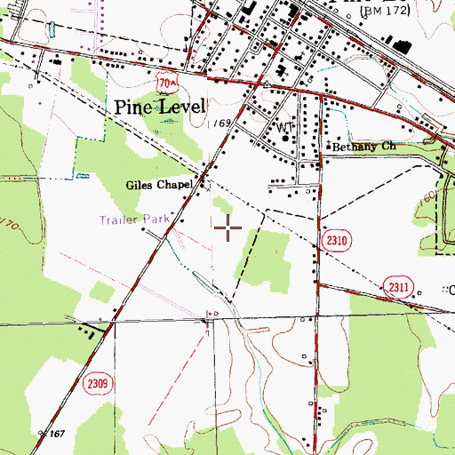 Topographic Map of Town of Pine Level, NC