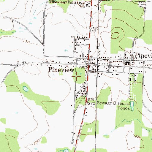 Topographic Map of Town of Pineview, GA