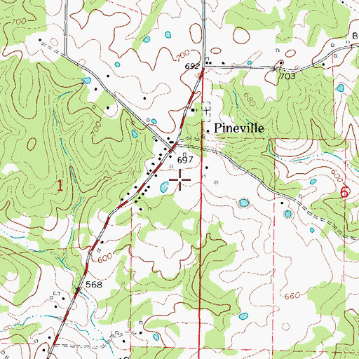 Topographic Map of Town of Pineville, AR