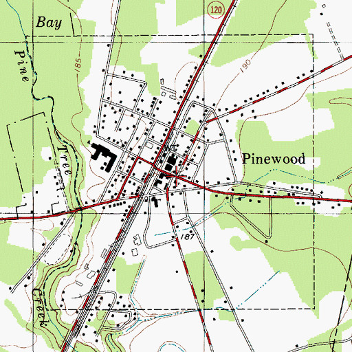 Topographic Map of Town of Pinewood, SC