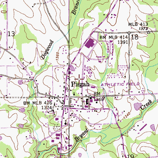 Topographic Map of Town of Pisgah, AL