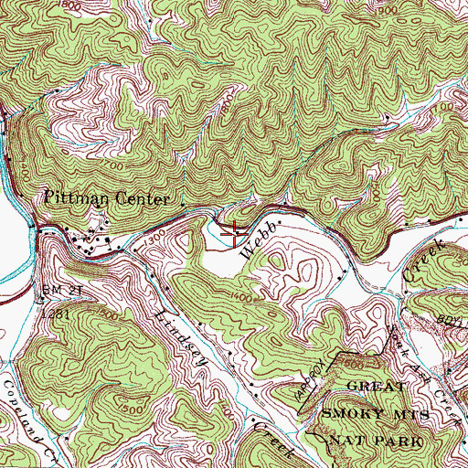 Topographic Map of Town of Pittman Center, TN