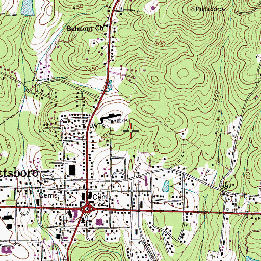 Topographic Map of Town of Pittsboro, NC