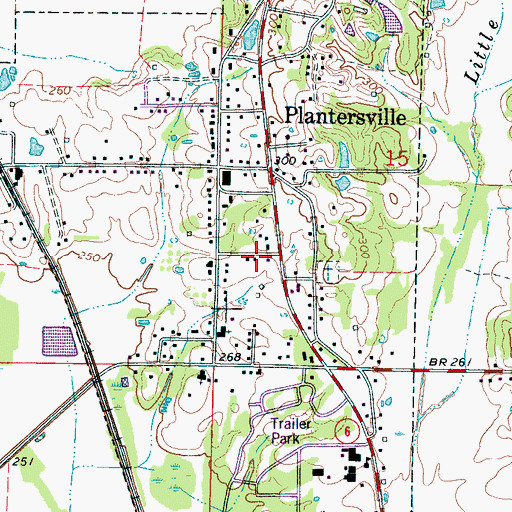 Topographic Map of Town of Plantersville, MS