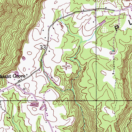Topographic Map of Town of Pleasant Groves, AL