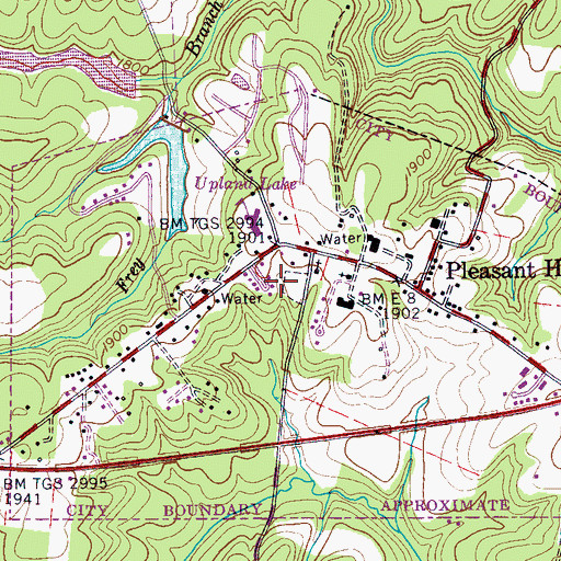 Topographic Map of Town of Pleasant Hill, TN