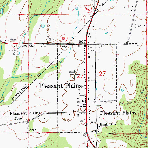 Topographic Map of Town of Pleasant Plains, AR