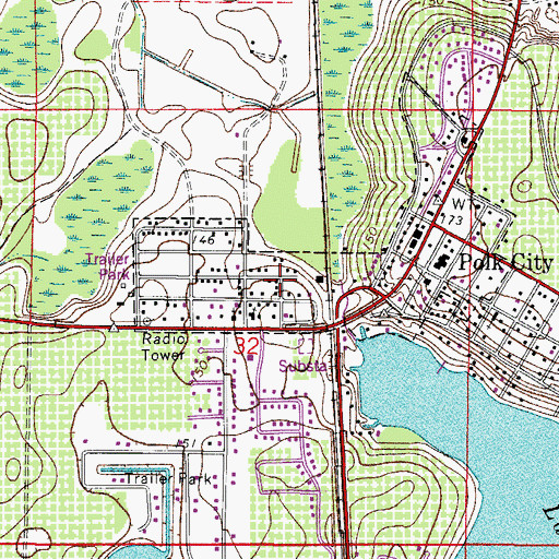 Topographic Map of Town of Polk City, FL