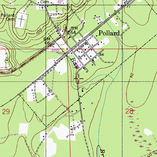 Topographic Map of Town of Pollard, AL