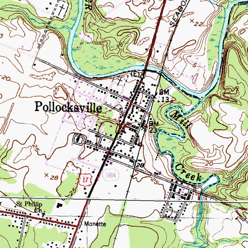 Topographic Map of Town of Pollocksville, NC