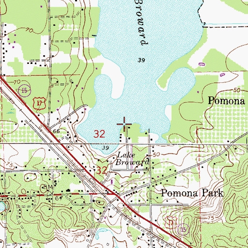 Topographic Map of Town of Pomona Park, FL