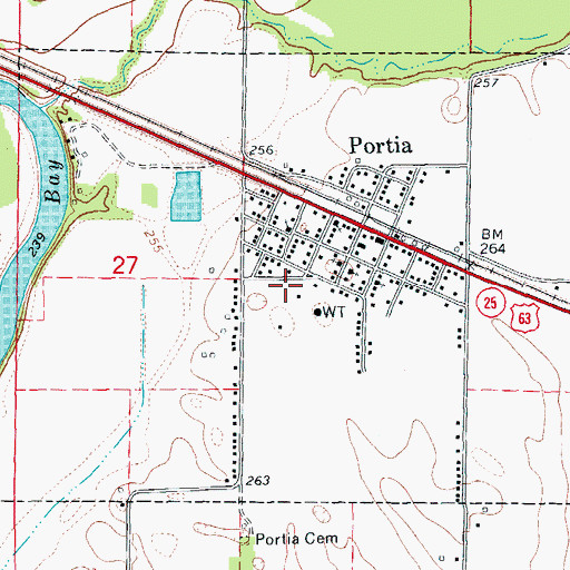 Topographic Map of Town of Portia, AR