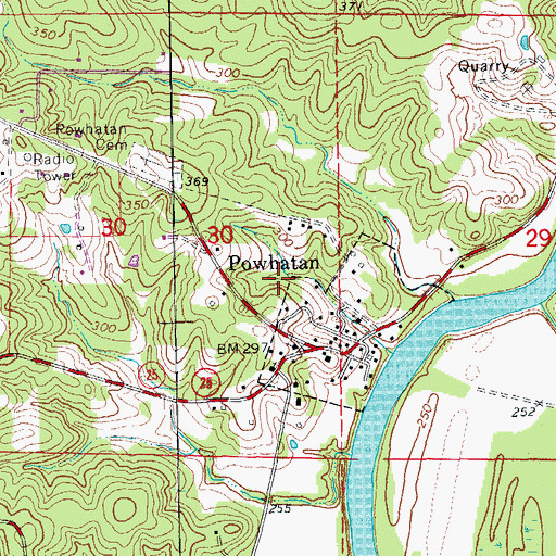 Topographic Map of Town of Powhatan, AR