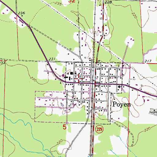 Topographic Map of Town of Poyen, AR
