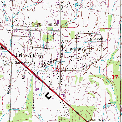 Topographic Map of Town of Priceville, AL