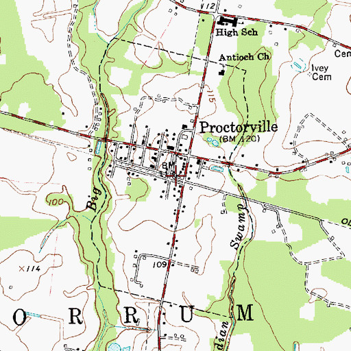 Topographic Map of Town of Proctorville, NC