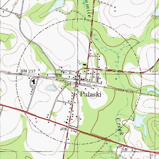 Topographic Map of Town of Pulaski, GA