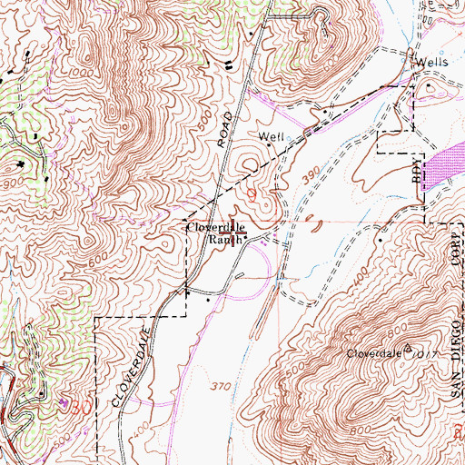 Topographic Map of Cloverdale Ranch, CA