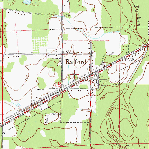 Topographic Map of Town of Raiford, FL
