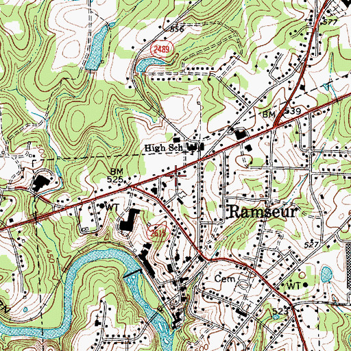 Topographic Map of Town of Ramseur, NC