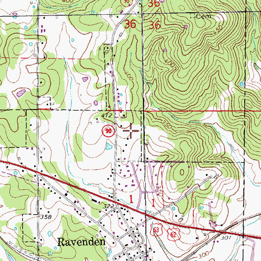 Topographic Map of Town of Ravenden, AR