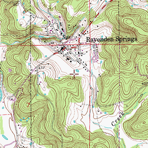 Topographic Map of Town of Ravenden Springs, AR