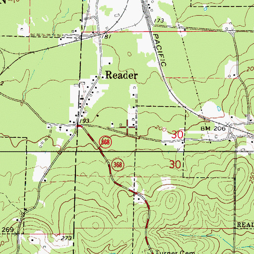 Topographic Map of Town of Reader (historical), AR