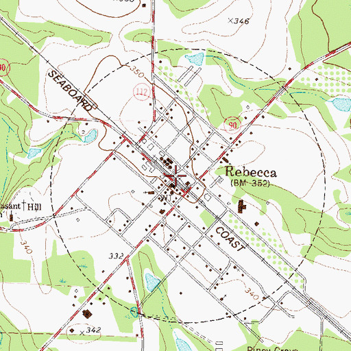 Topographic Map of Town of Rebecca, GA