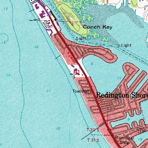 Topographic Map of Town of Redington Shores, FL