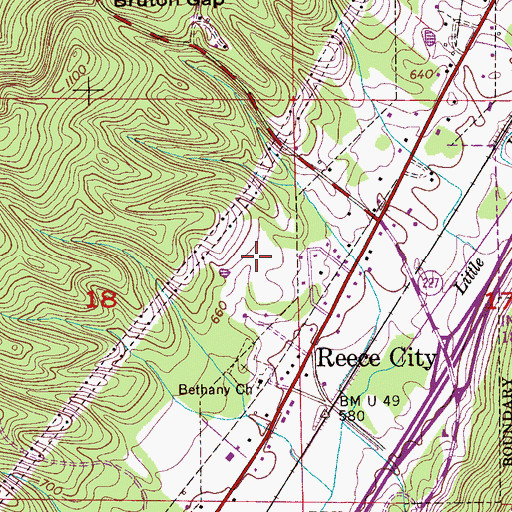 Topographic Map of Town of Reece City, AL